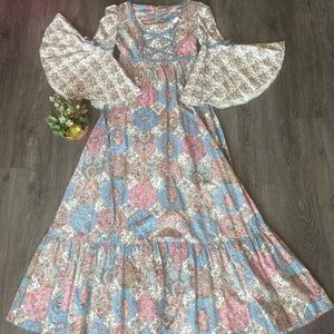 Vintage 70s bohemian gypsy peasant cottagecore whimsygoth dress Victorian spell